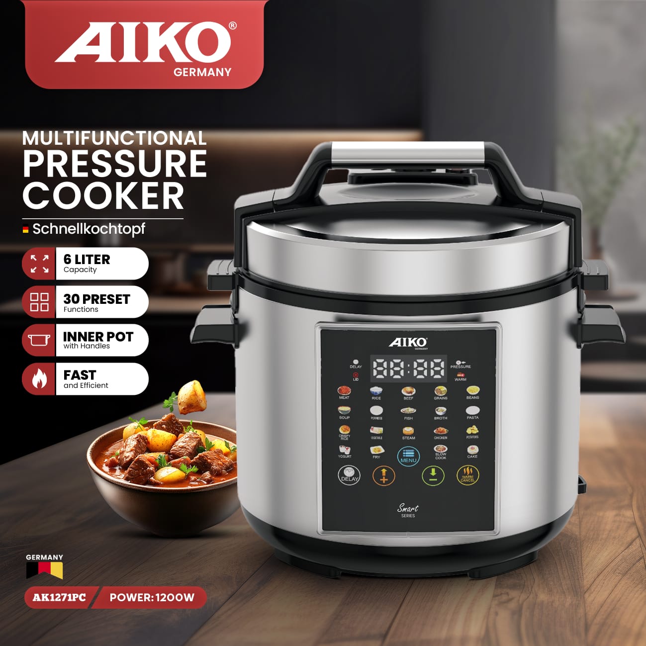 زودپز چندکاره برقی آیکو مدل AK1271PC